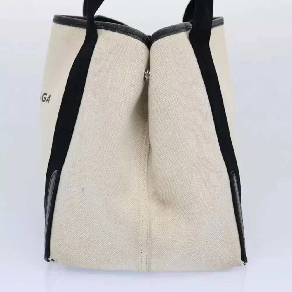 AUTHENTICITY GUARANTEED BALENCIAGA Tote Bag Canvas White Black - Picture 3 of 16
